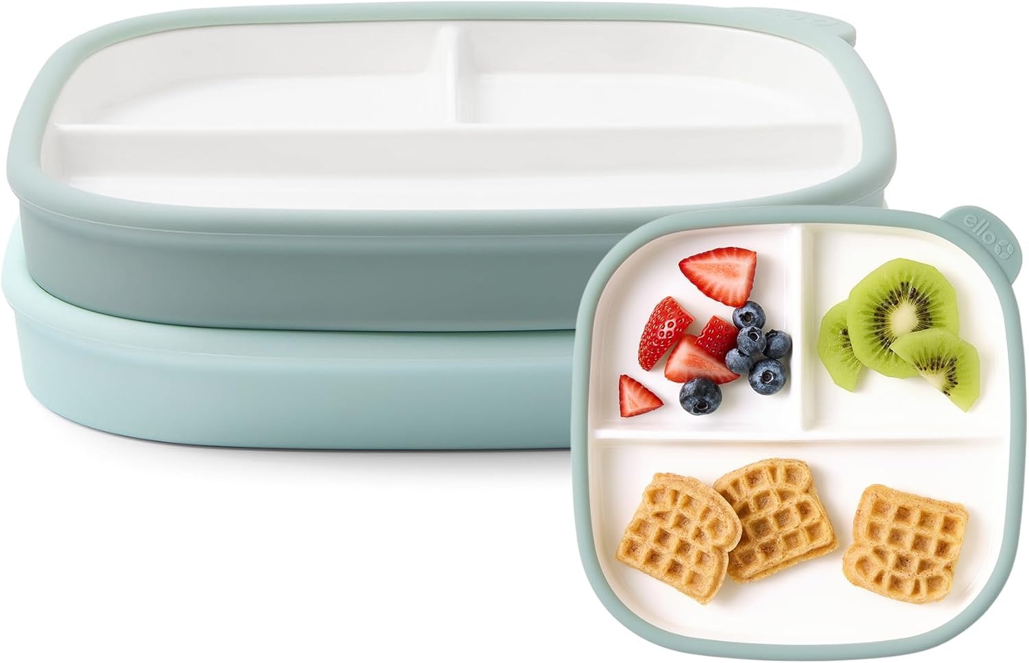 image:imageEllo Clean Start Toddler Dinner Plate 2 Pack BPAFree Ceramic Plates with Divider amp Silicone Sleeve for BabiesToddlers Microwave amp Dishwasher Safe High Chair Friendly Cashmere PinkDuneDewdrop