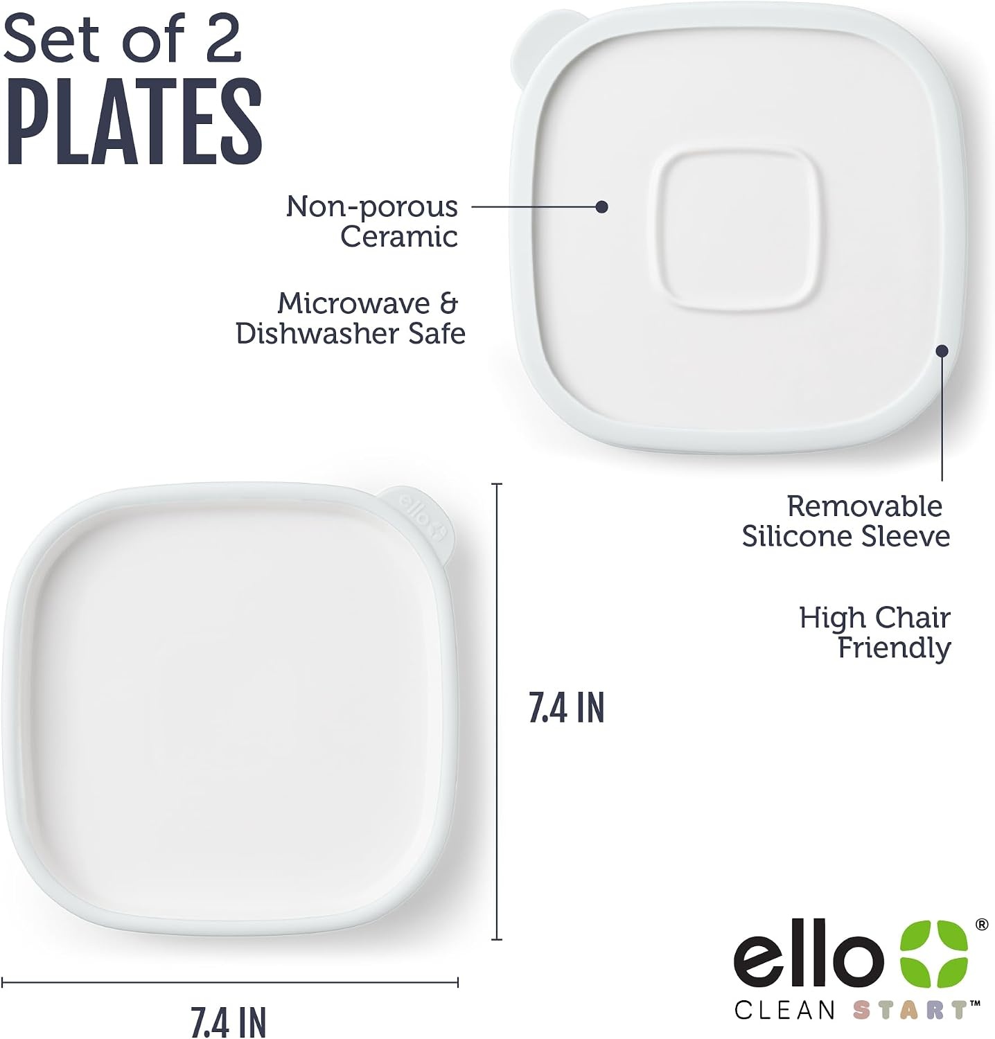 image:imageEllo Clean Start Toddler Dinner Plate 2 Pack BPAFree Ceramic Plates with Divider amp Silicone Sleeve for BabiesToddlers Microwave amp Dishwasher Safe High Chair Friendly Cashmere PinkDuneQuiet Tide