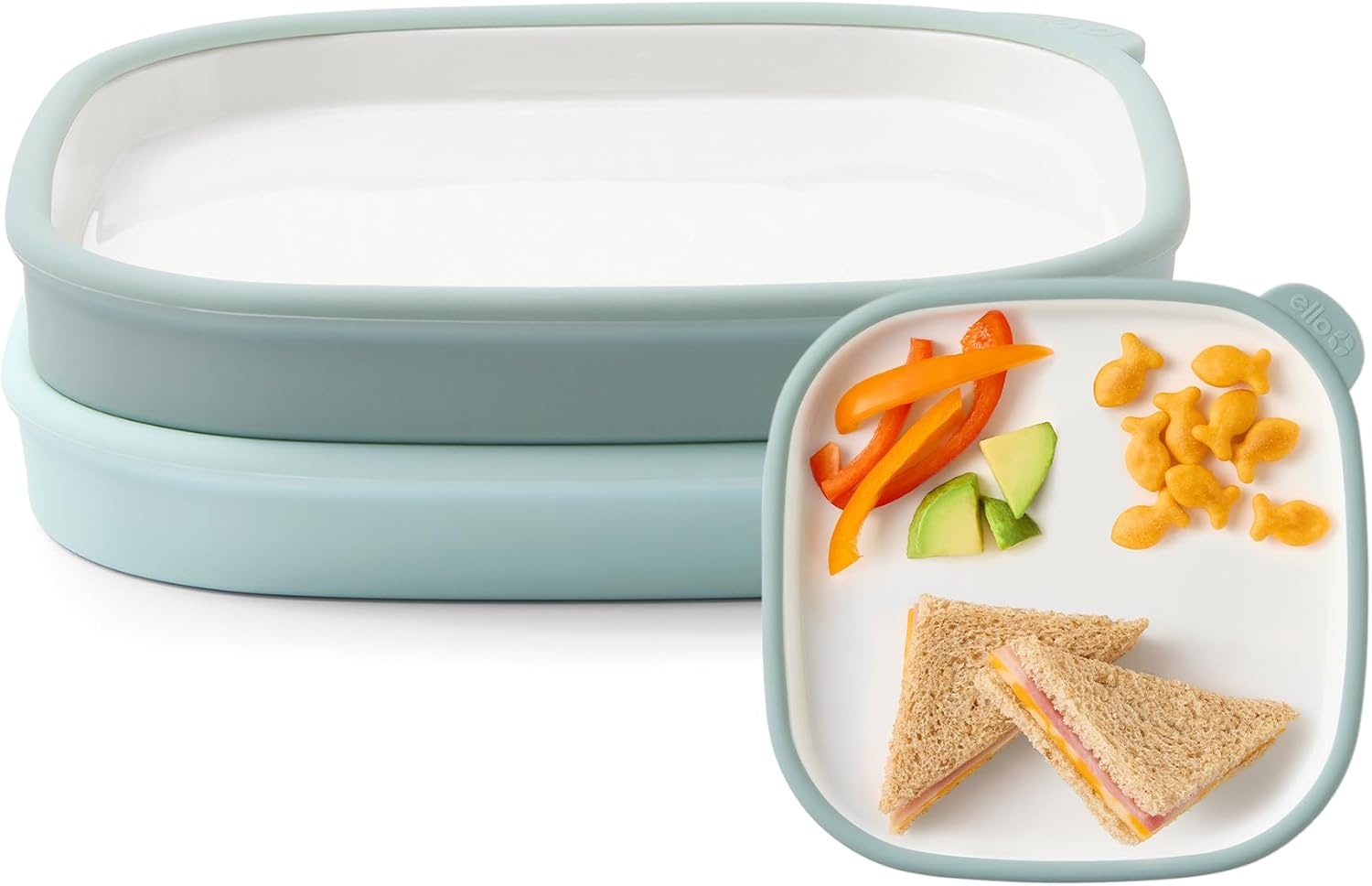 image:imageEllo Clean Start Toddler Dinner Plate 2 Pack BPAFree Ceramic Plates with Divider amp Silicone Sleeve for BabiesToddlers Microwave amp Dishwasher Safe High Chair Friendly Cashmere PinkDuneDewdrop