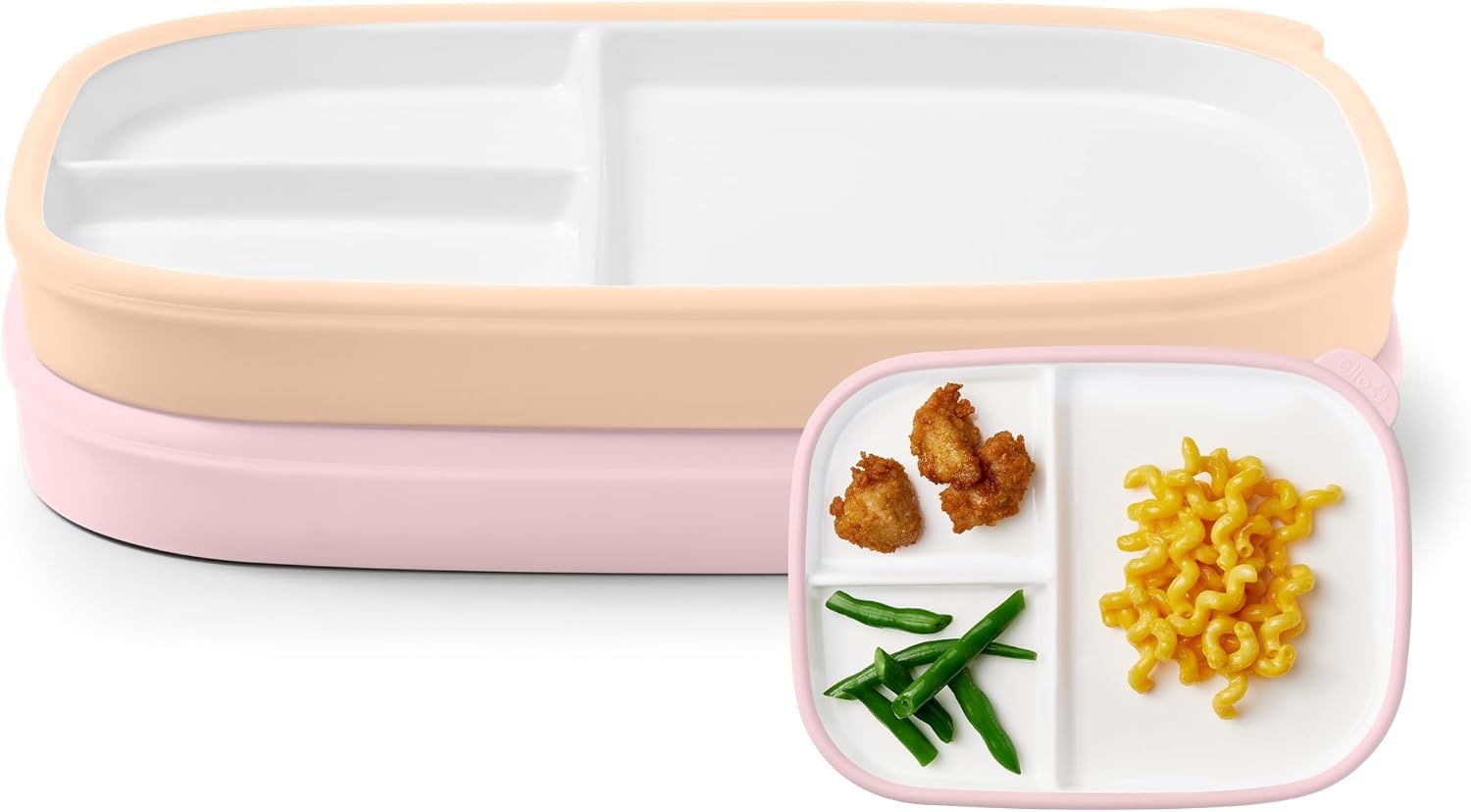 image:imageEllo Clean Start Toddler Dinner Plate 2 Pack BPAFree Ceramic Plates with Divider amp Silicone Sleeve for BabiesToddlers Microwave amp Dishwasher Safe High Chair Friendly Cashmere PinkDuneCashmere Pink