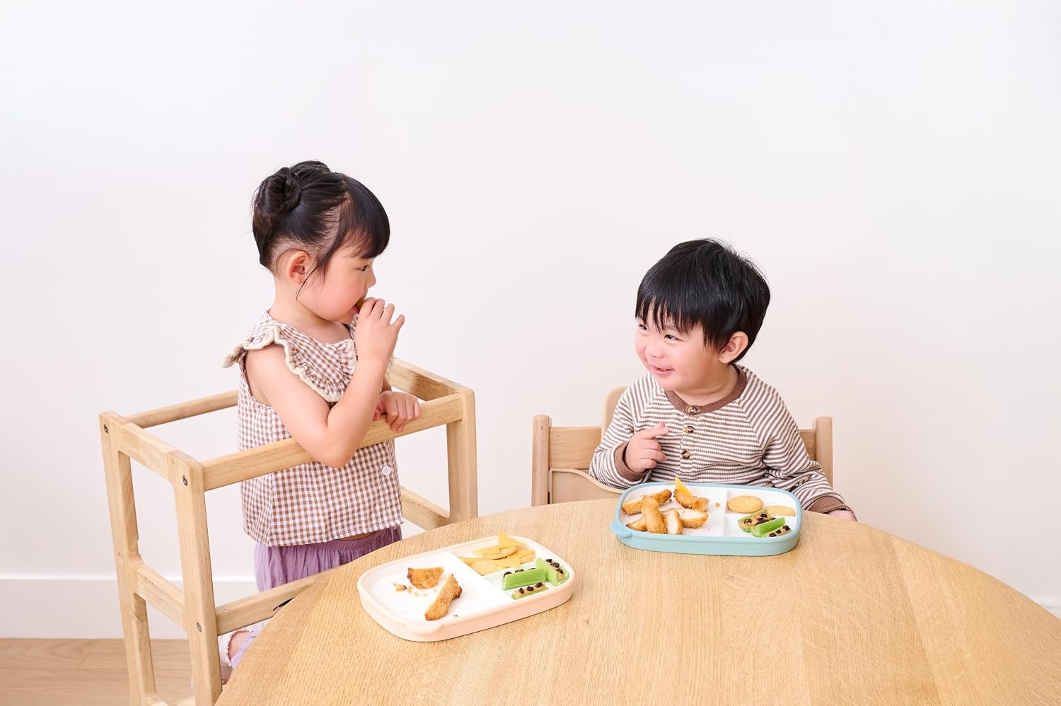 image:imageEllo Clean Start Toddler Dinner Plate 2 Pack BPAFree Ceramic Plates with Divider amp Silicone Sleeve for BabiesToddlers Microwave amp Dishwasher Safe High Chair Friendly Cashmere PinkDuneCashmere Pink