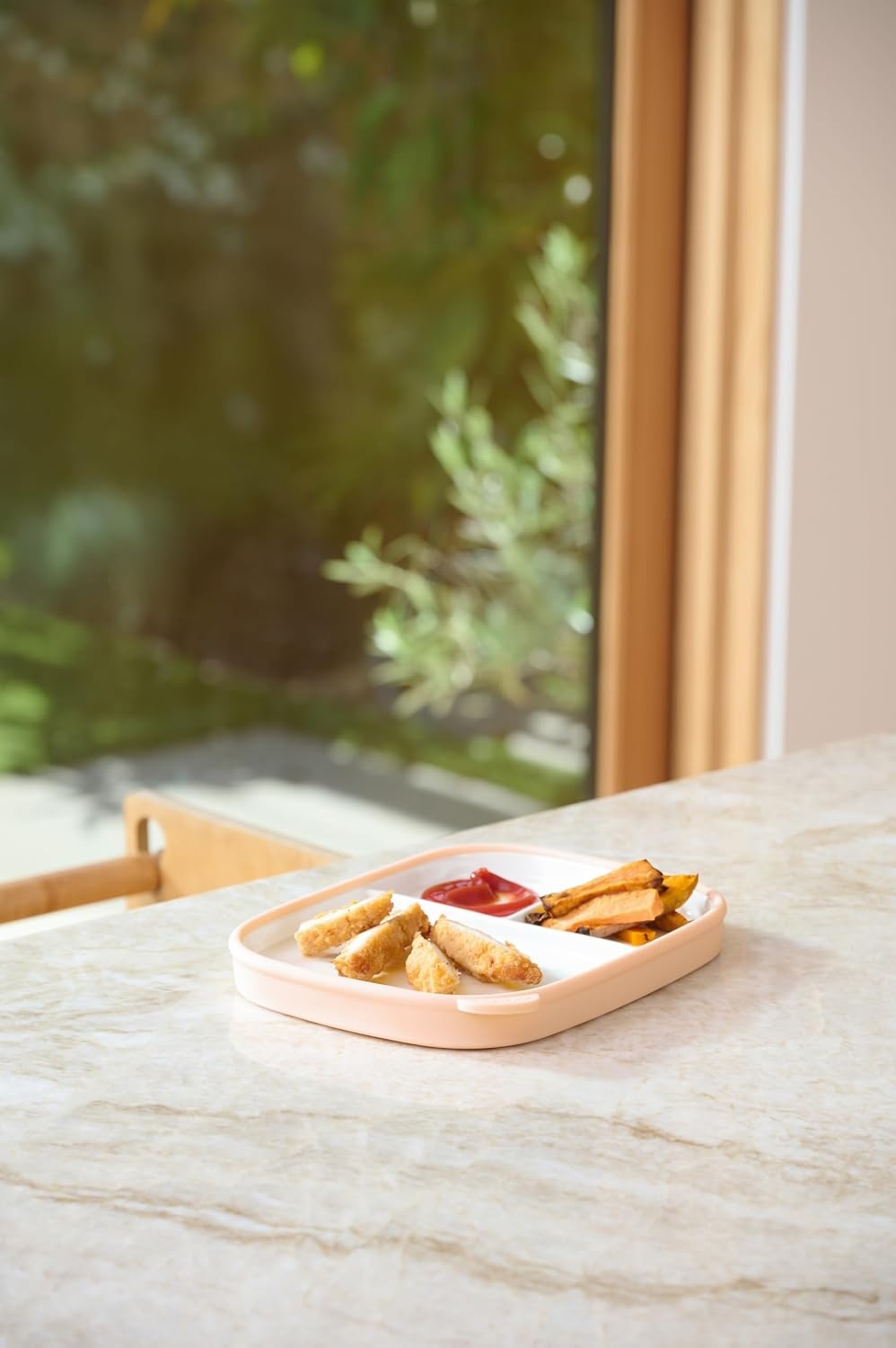 image:imageEllo Clean Start Toddler Dinner Plate 2 Pack BPAFree Ceramic Plates with Divider amp Silicone Sleeve for BabiesToddlers Microwave amp Dishwasher Safe High Chair Friendly Cashmere PinkDuneCashmere Pink