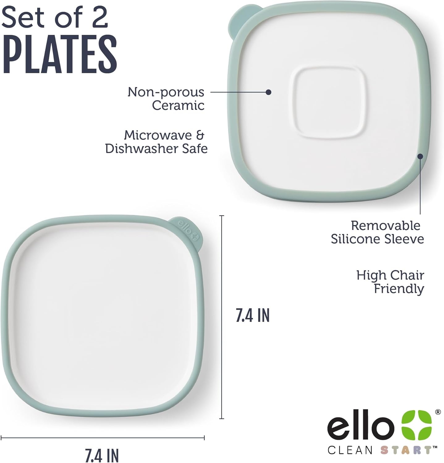 image:imageEllo Clean Start Toddler Dinner Plate 2 Pack BPAFree Ceramic Plates with Divider amp Silicone Sleeve for BabiesToddlers Microwave amp Dishwasher Safe High Chair Friendly Cashmere PinkDuneDewdrop