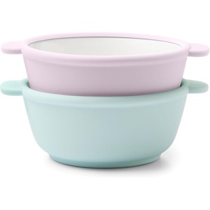 Ello Clean Start Toddler Dinner Plate 2 Pack | BPA-Free Ceramic Plates with Divider & Silicone Sleeve for Babies/Toddlers | Microwave & Dishwasher Safe | High Chair Friendly | Cashmere Pink/Dune(Sugarplum)