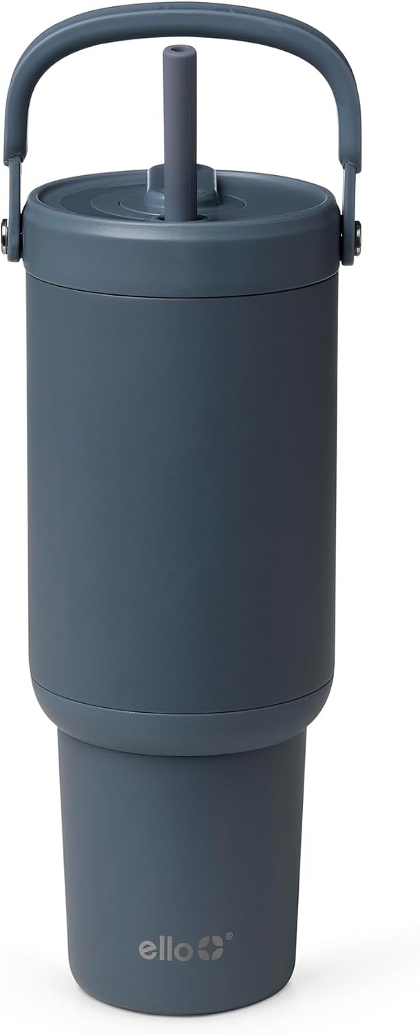 image:imageEllo Oasis Go 32oz Tumbler with Top Handle and Retracting Straw Reusable Insulated Stainless Steel Cup 100 Leakproof Water Bottle 24 Hours Cold Cup Holder Friendly For Travel Red VelvetHorizon