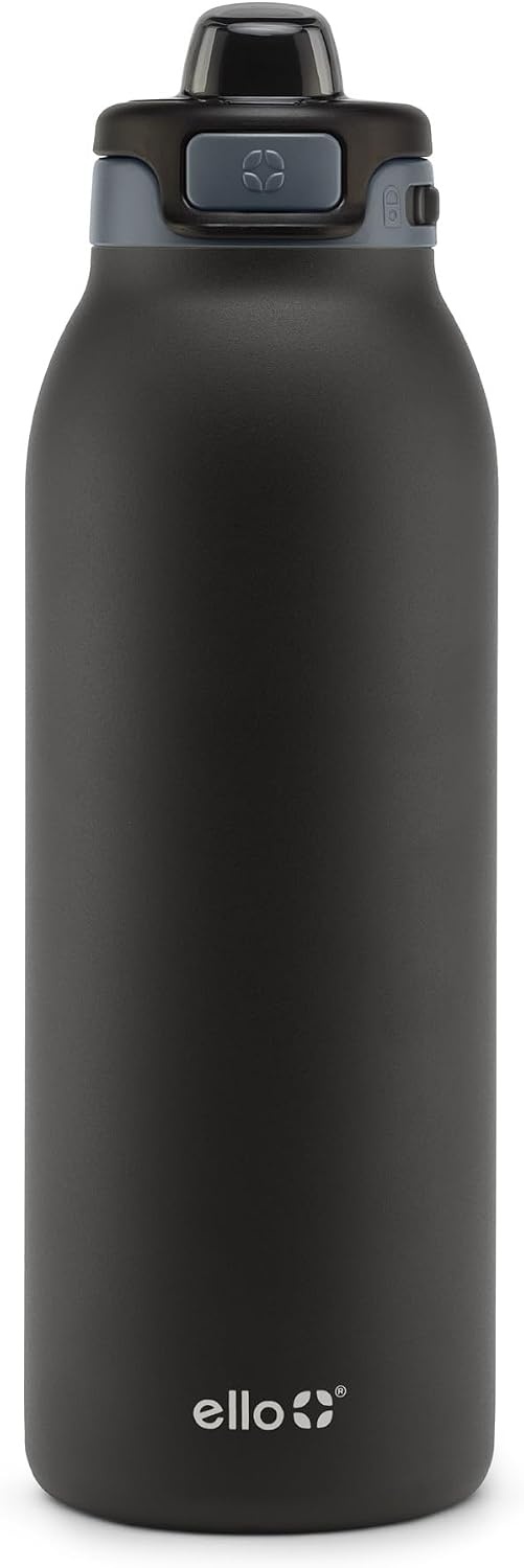 image:imageEllo Pop amp Fill Insulated Stainless Steel Water Bottle with Quick Fill Lid Leakproof Locking Sip or Chug Spout BPAFree Double Wall Vacuum Insulated for Sports Travel amp School 22oz 32oz 40ozTonal Black