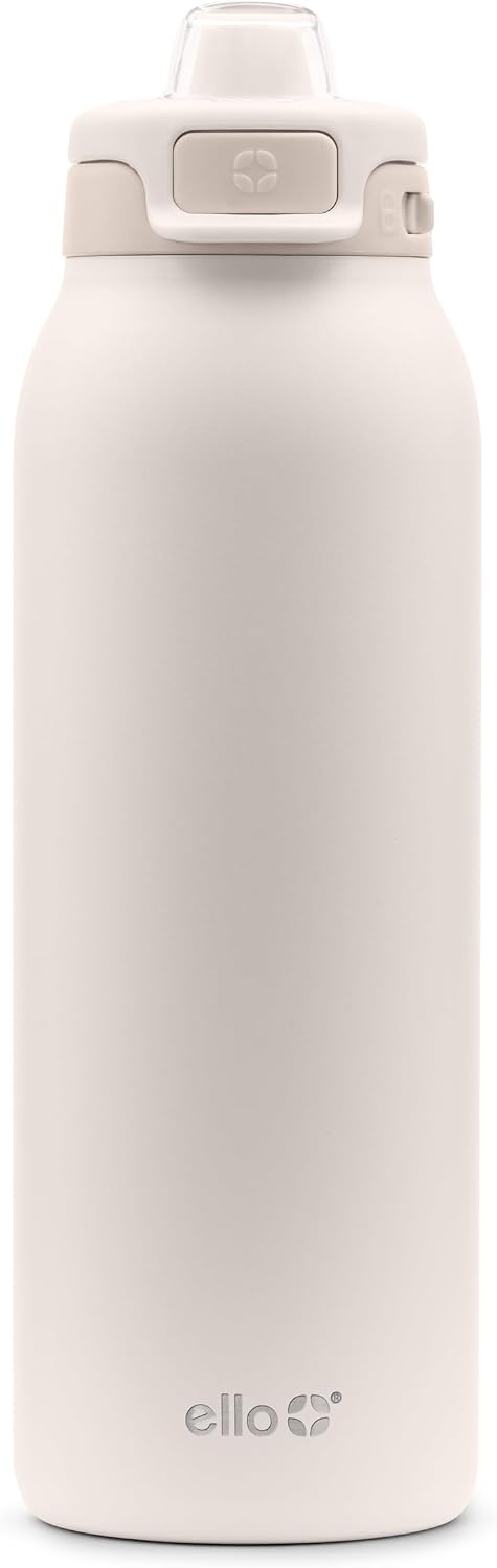 image:imageEllo Pop amp Fill Insulated Stainless Steel Water Bottle with Quick Fill Lid Leakproof Locking Sip or Chug Spout BPAFree Double Wall Vacuum Insulated for Sports Travel amp School 22oz 32oz 40ozTonal Cream