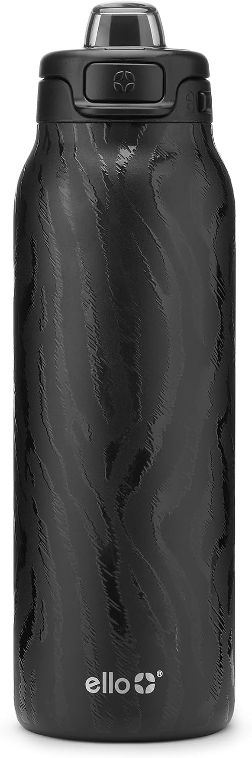 image:imageEllo Pop amp Fill Insulated Stainless Steel Water Bottle with Quick Fill Lid Leakproof Locking Sip or Chug Spout BPAFree Double Wall Vacuum Insulated for Sports Travel amp School 22oz 32oz 40ozZebra
