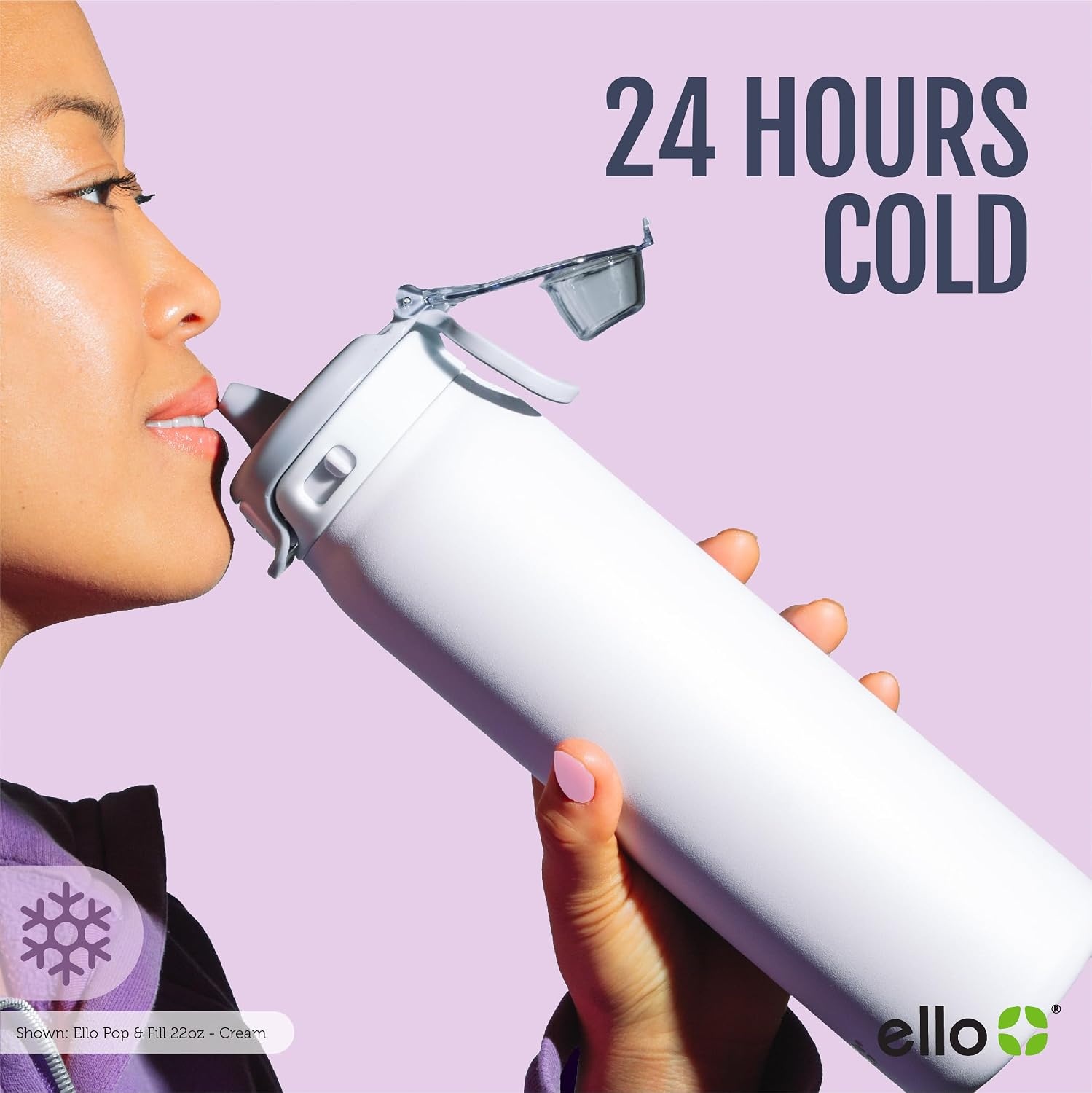 image:imageEllo Pop amp Fill Insulated Stainless Steel Water Bottle with Quick Fill Lid Leakproof Locking Sip or Chug Spout BPAFree Double Wall Vacuum Insulated for Sports Travel amp School 22oz 32oz 40ozTonal Black