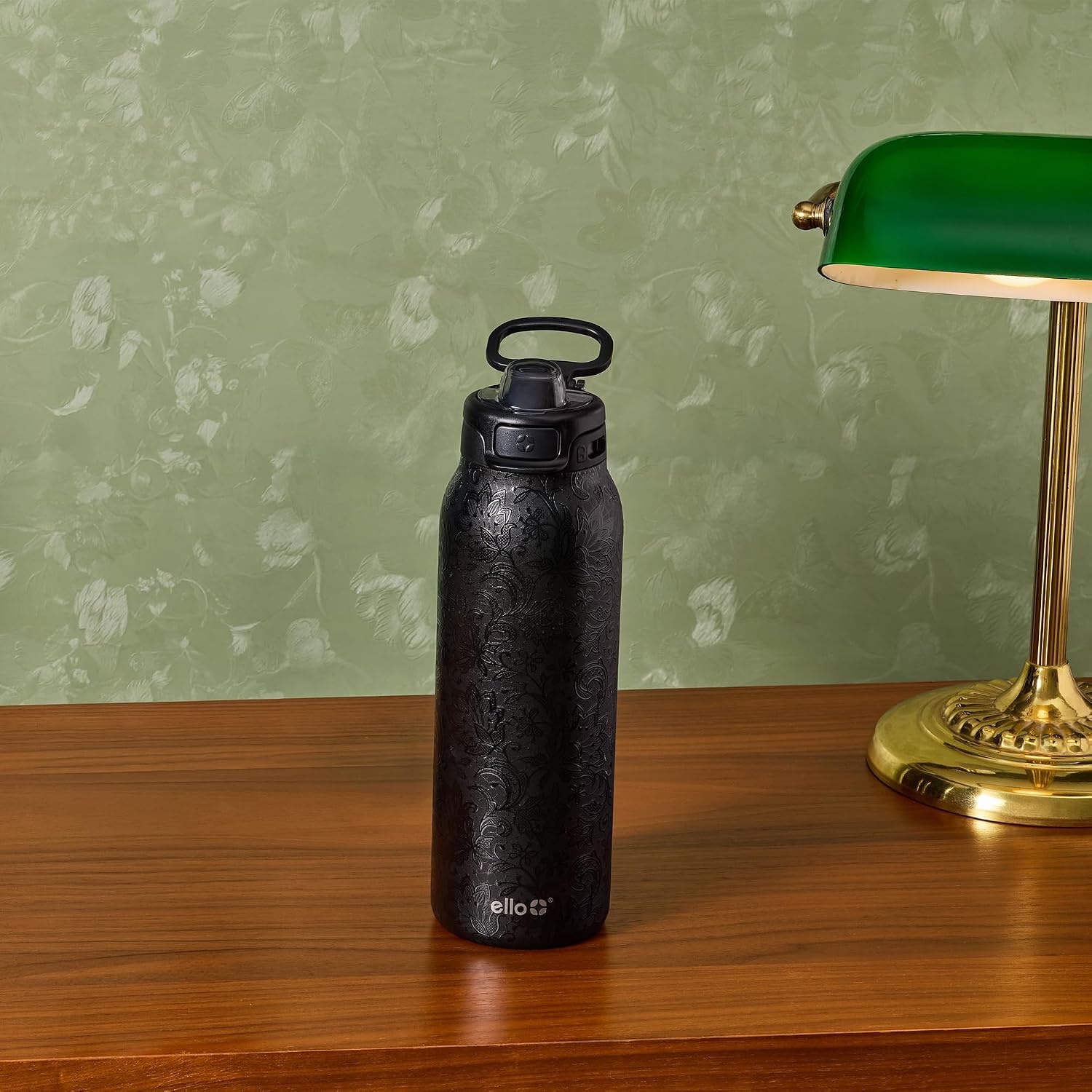 image:imageEllo Pop amp Fill Insulated Stainless Steel Water Bottle with Quick Fill Lid Leakproof Locking Sip or Chug Spout BPAFree Double Wall Vacuum Insulated for Sports Travel amp School 22oz 32oz 40ozBlack Lace