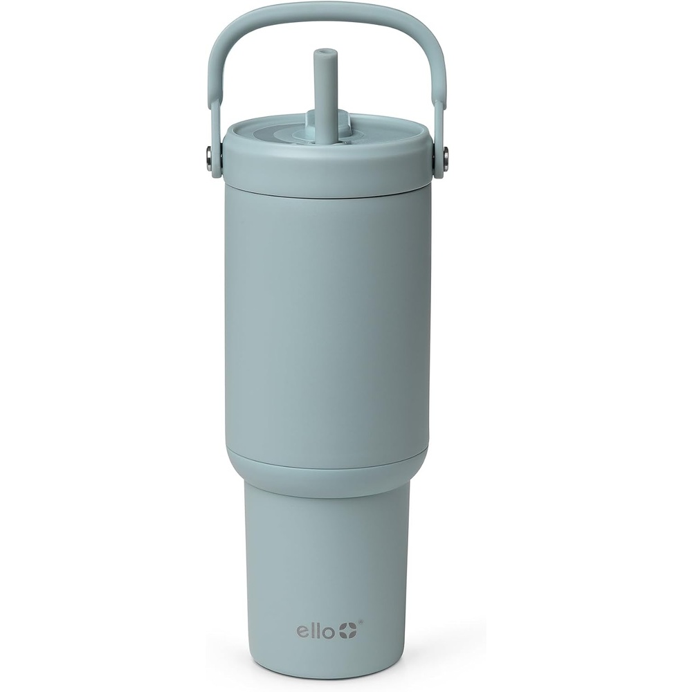 image:imageEllo Oasis Go 32oz Tumbler with Top Handle and Retracting Straw Reusable Insulated Stainless Steel Cup 100 Leakproof Water Bottle 24 Hours Cold Cup Holder Friendly For Travel Red VelvetSalt Water