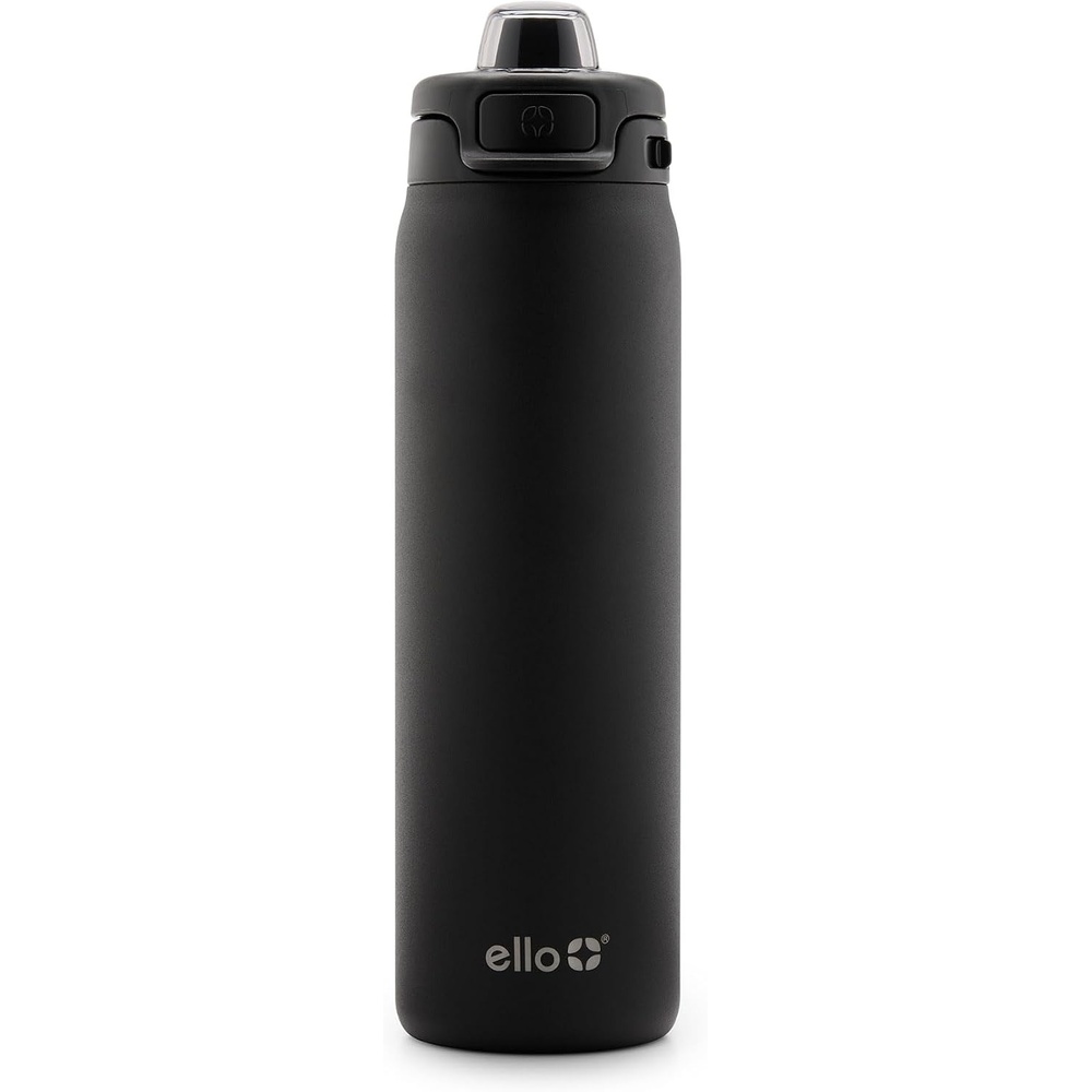 image:imageEllo Pop amp Fill Insulated Stainless Steel Water Bottle with Quick Fill Lid Leakproof Locking Sip or Chug Spout BPAFree Double Wall Vacuum Insulated for Sports Travel amp School 22oz 32oz 40ozBlack