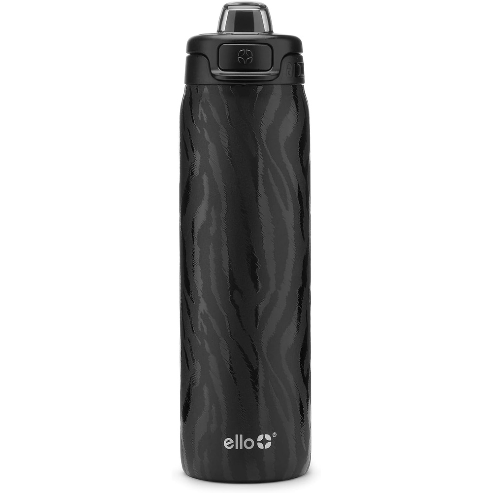 image:imageEllo Pop amp Fill Insulated Stainless Steel Water Bottle with Quick Fill Lid Leakproof Locking Sip or Chug Spout BPAFree Double Wall Vacuum Insulated for Sports Travel amp School 22oz 32oz 40ozZebra
