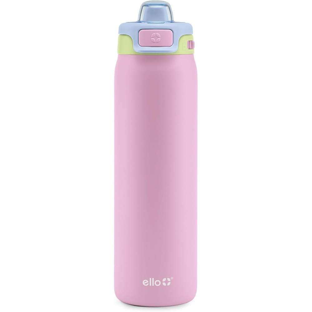 image:imageEllo Pop amp Fill Insulated Stainless Steel Water Bottle with Quick Fill Lid Leakproof Locking Sip or Chug Spout BPAFree Double Wall Vacuum Insulated for Sports Travel amp School 22oz  32oz  40ozRosy Skyline
