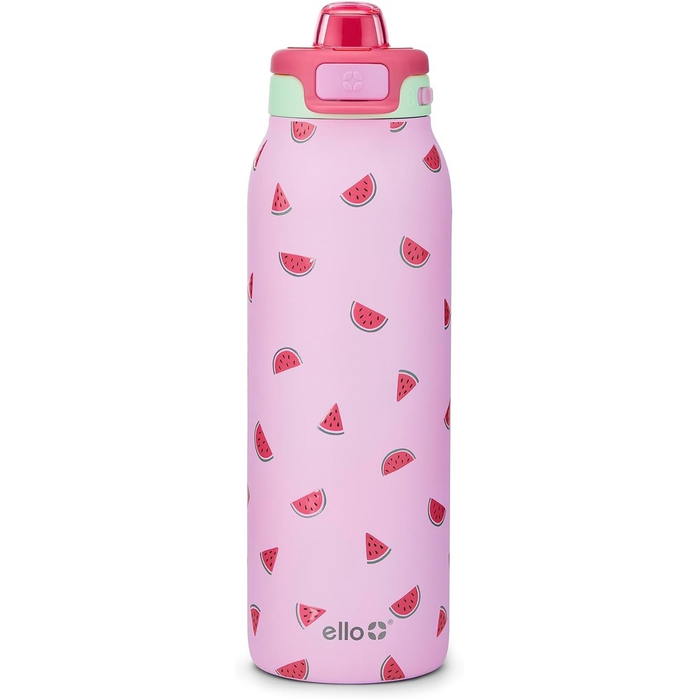 image:imageEllo Pop amp Fill Insulated Stainless Steel Water Bottle with Quick Fill Lid Leakproof Locking Sip or Chug Spout BPAFree Double Wall Vacuum Insulated for Sports Travel amp School 22oz  32oz  40ozOne In A Melon
