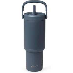 Ello Oasis Go+ 32oz Tumbler with Top Handle and Retracting Straw | Reusable Insulated Stainless Steel Cup, 100% Leakproof Water Bottle, 24 Hours Cold, Cup Holder Friendly For Travel | Black Lace(Horizon)