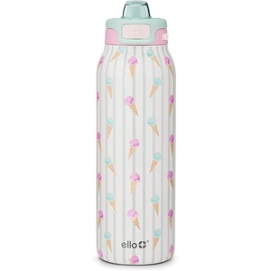 Ello Pop & Fill Insulated Stainless Steel Water Bottle with Quick Fill Lid, Leakproof Locking, Sip or Chug Spout, BPA-Free, Double Wall Vacuum Insulated for Sports, Travel & School- 22oz / 32oz / 40oz(Ice Cream Parlor)
