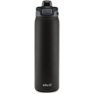Ello Pop & Fill Insulated Stainless Steel Water Bottle with Quick Fill Lid, Leakproof Locking, Sip or Chug Spout, BPA-Free, Double Wall Vacuum Insulated for Sports, Travel & School- 22oz / 32oz / 40oz(Tonal Black)