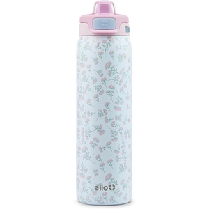 Ello Pop & Fill Insulated Stainless Steel Water Bottle with Quick Fill Lid, Leakproof Locking, Sip or Chug Spout, BPA-Free, Double Wall Vacuum Insulated for Sports, Travel & School- 22oz / 32oz / 40oz(Serene Blooms)