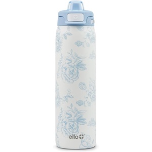 Ello Pop & Fill Insulated Stainless Steel Water Bottle with Quick Fill Lid, Leakproof Locking, Sip or Chug Spout, BPA-Free, Double Wall Vacuum Insulated for Sports, Travel & School- 22oz / 32oz / 40oz(Porcelain Rose)