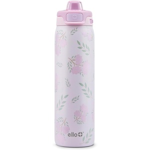 Ello Pop & Fill Insulated Stainless Steel Water Bottle with Quick Fill Lid, Leakproof Locking, Sip or Chug Spout, BPA-Free, Double Wall Vacuum Insulated for Sports, Travel & School- 22oz / 32oz / 40oz(Blossom Bliss)