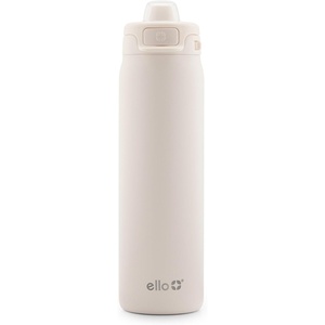 Ello Pop & Fill Insulated Stainless Steel Water Bottle with Quick Fill Lid, Leakproof Locking, Sip or Chug Spout, BPA-Free, Double Wall Vacuum Insulated for Sports, Travel & School- 22oz / 32oz / 40oz(Cream)
