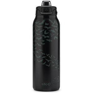 Ello Pop & Fill Insulated Stainless Steel Water Bottle with Quick Fill Lid, Leakproof Locking, Sip or Chug Spout, BPA-Free, Double Wall Vacuum Insulated for Sports, Travel & School- 22oz / 32oz / 40oz(Nocturnal Bat)