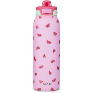 Ello Pop & Fill Insulated Stainless Steel Water Bottle with Quick Fill Lid, Leakproof Locking, Sip or Chug Spout, BPA-Free, Double Wall Vacuum Insulated for Sports, Travel & School- 22oz / 32oz / 40oz(One In A Melon)