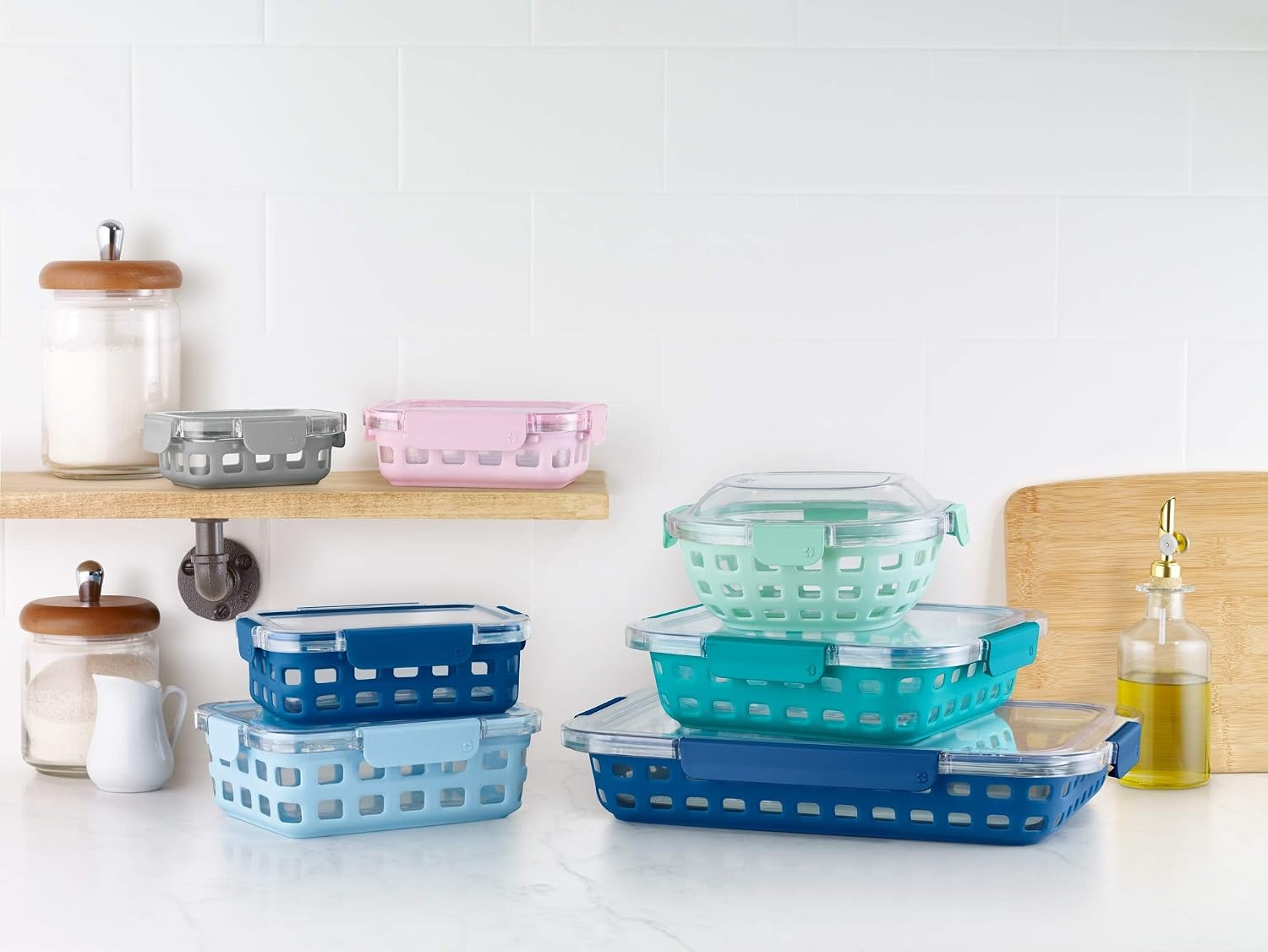 image:imageEllo Duraglass Bakeware Glass Baking Dish with Airtight Durable Tritan Lid and Silicone Sleeve Trivet Freezer to Oven Safe 7 x 112 Quart Aquaviva