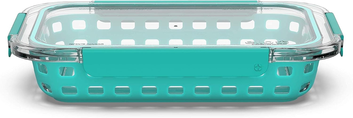 image:imageEllo Duraglass Bakeware Glass Baking Dish with Airtight Durable Tritan Lid and Silicone Sleeve Trivet Freezer to Oven Safe 7 x 112 Quart Aquaviva