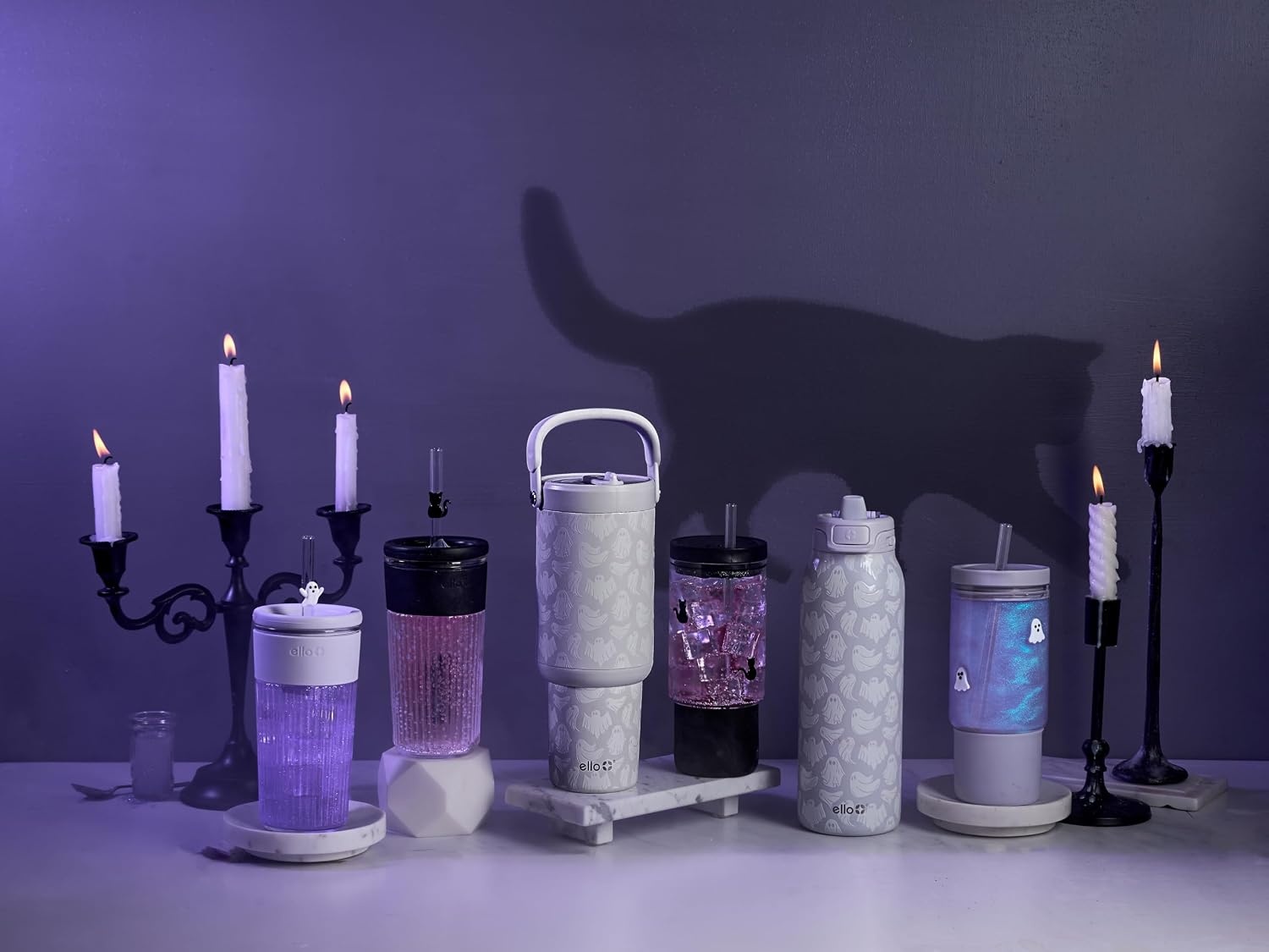 image:imageEllo Charmed 18oz Glass Tumbler with Lid and Glass Straw Candy CaneScaredy Cat