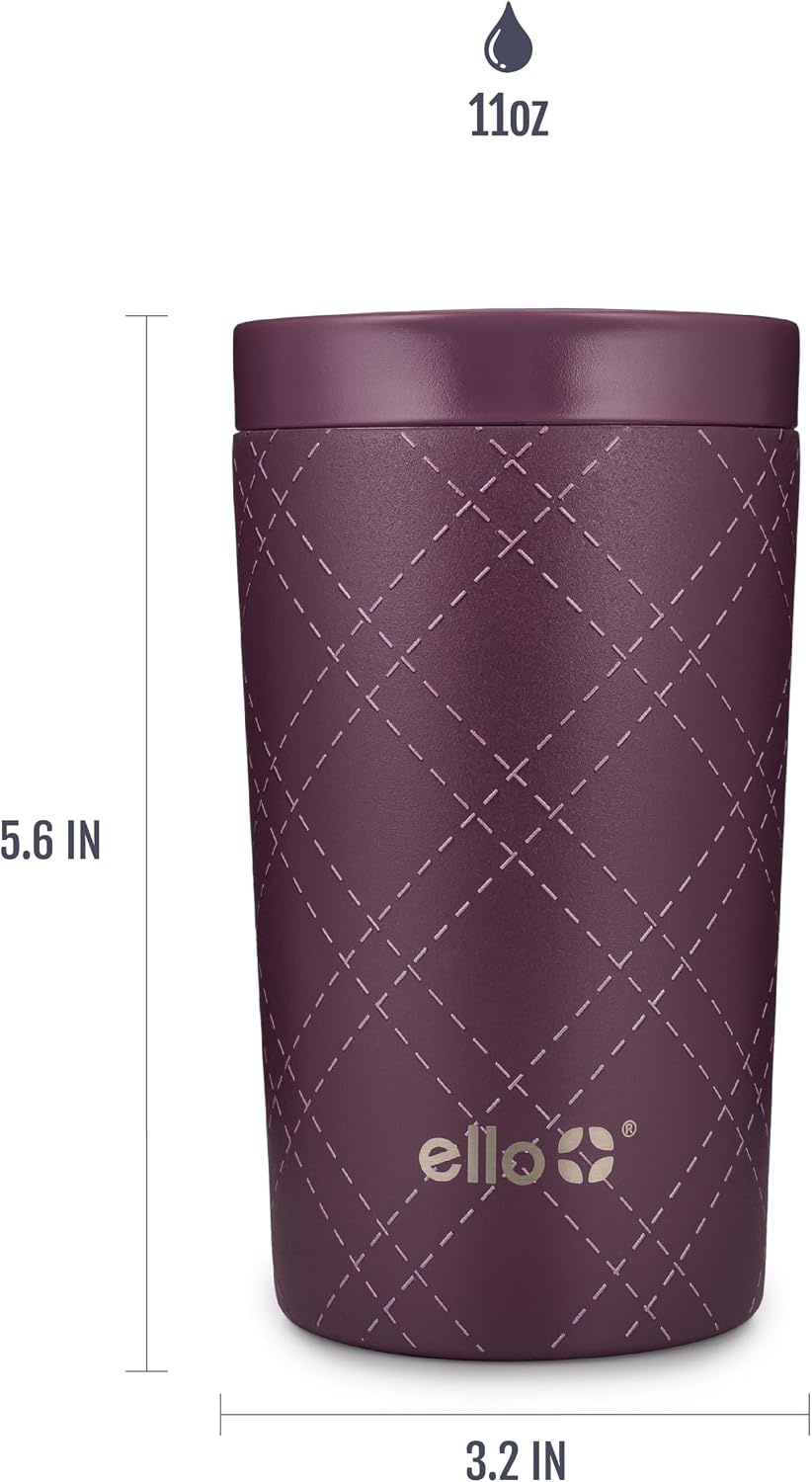 image:imageEllo Jones 11oz Vacuum Insulated Stainless Steel Travel Mug Tiny Dot BlushCross Stitched