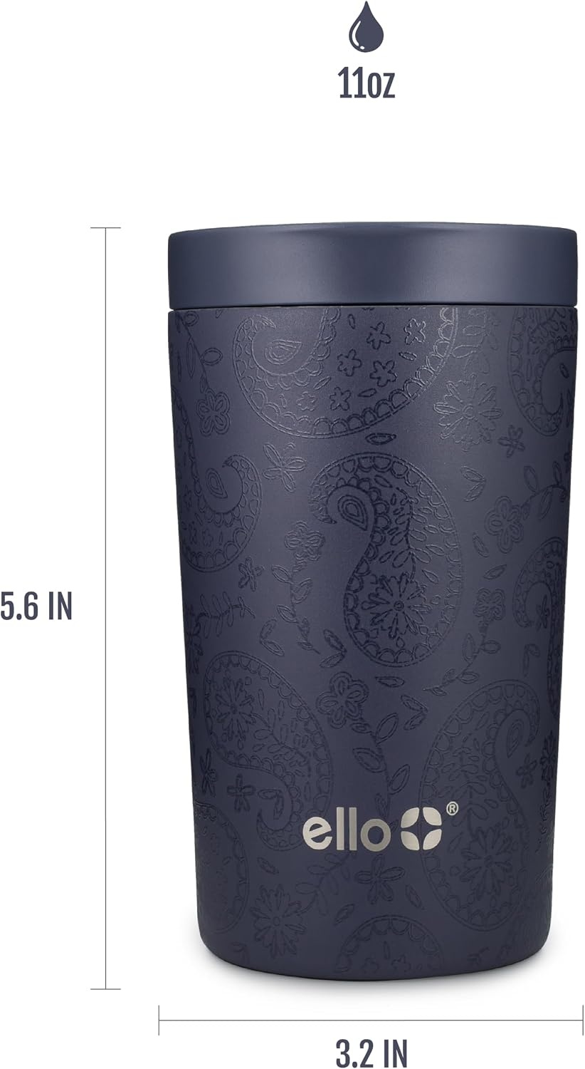 image:imageEllo Jones 11oz Vacuum Insulated Stainless Steel Travel Mug Tiny Dot BlushPaisley Navy