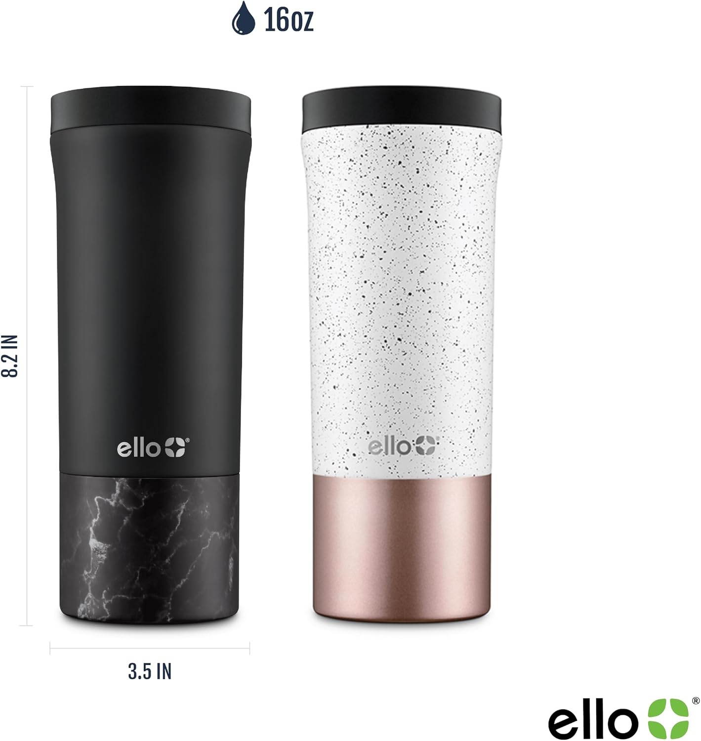 image:imageEllo Jones 11oz Vacuum Insulated Stainless Steel Travel Mug Tiny Dot BlushSpeckle Rosegold