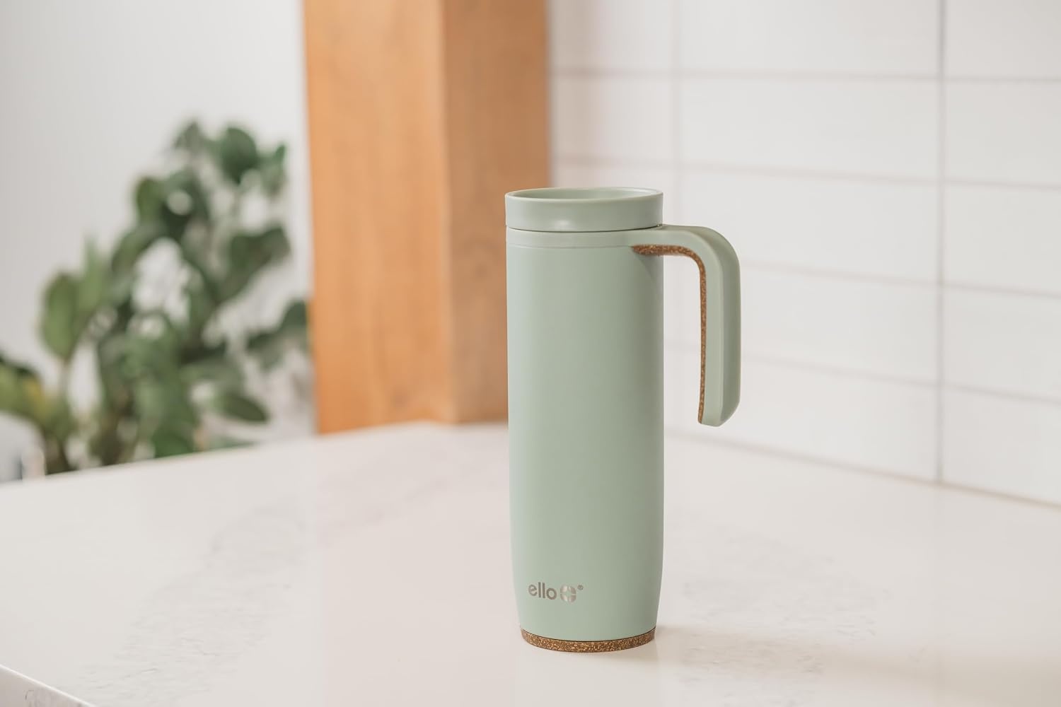 image:imageEllo Magnet 18oz Vacuum Insulated Stainless Steel Travel Mug with Side Handle and LeakProof Slider Lid and Builtin Coaster Keeps Hot for 5 Hours Perfect for Coffee or Tea BPAFree Porcelain RoseSage