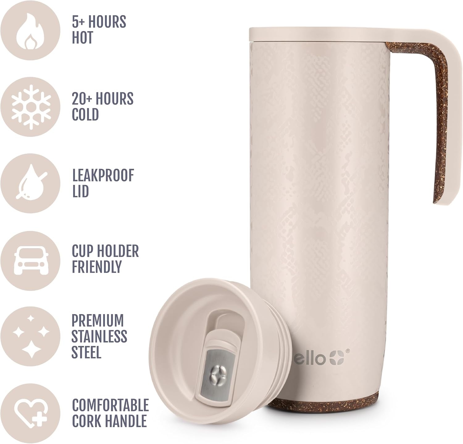 image:imageEllo Magnet 18oz Vacuum Insulated Stainless Steel Travel Mug with Side Handle and LeakProof Slider Lid and Builtin Coaster Keeps Hot for 5 Hours Perfect for Coffee or Tea BPAFree Porcelain RosePython