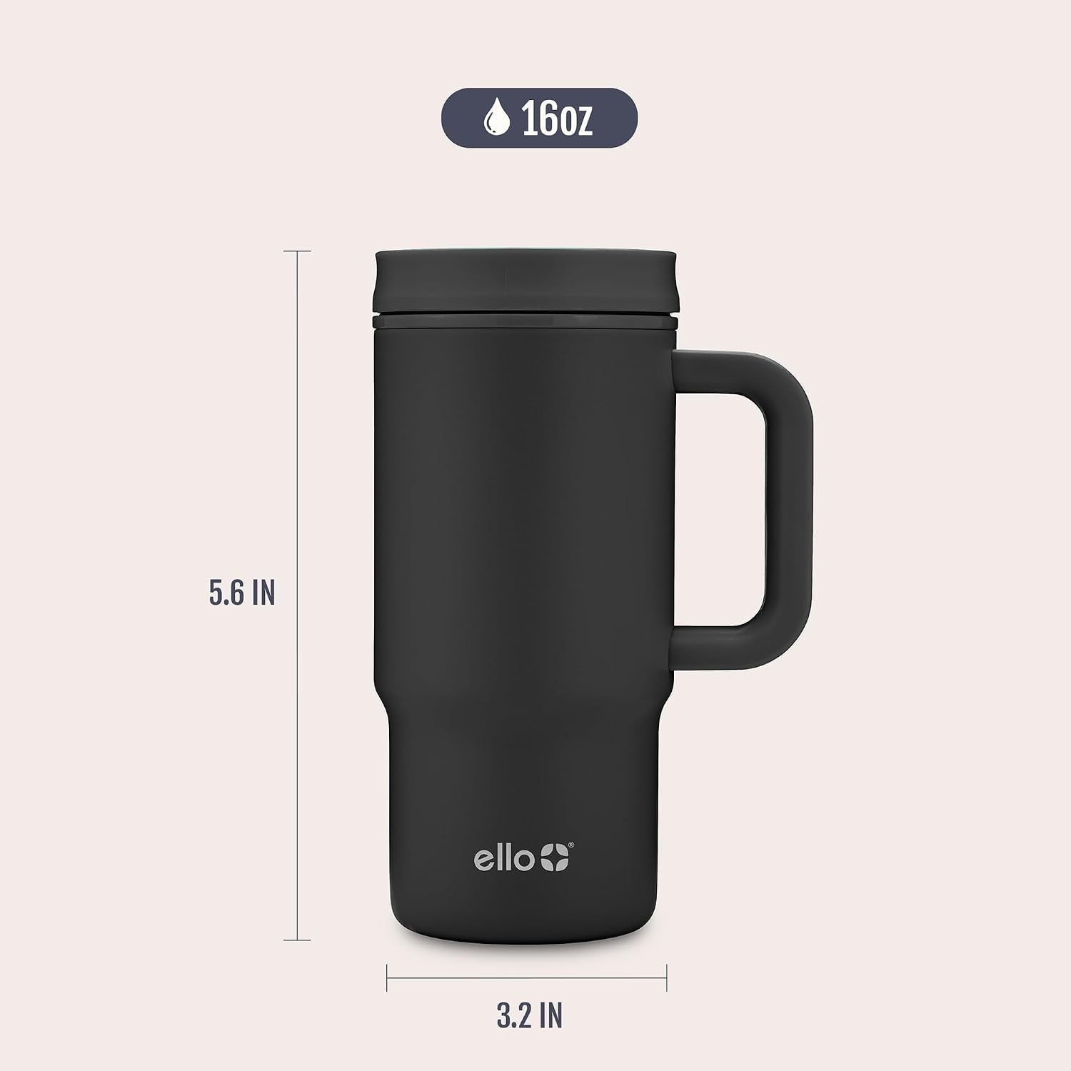 image:imageEllo Sutton 16oz Stainless Steel Travel Mug with Quick Fill Lid Serene Blooms PinkBlack