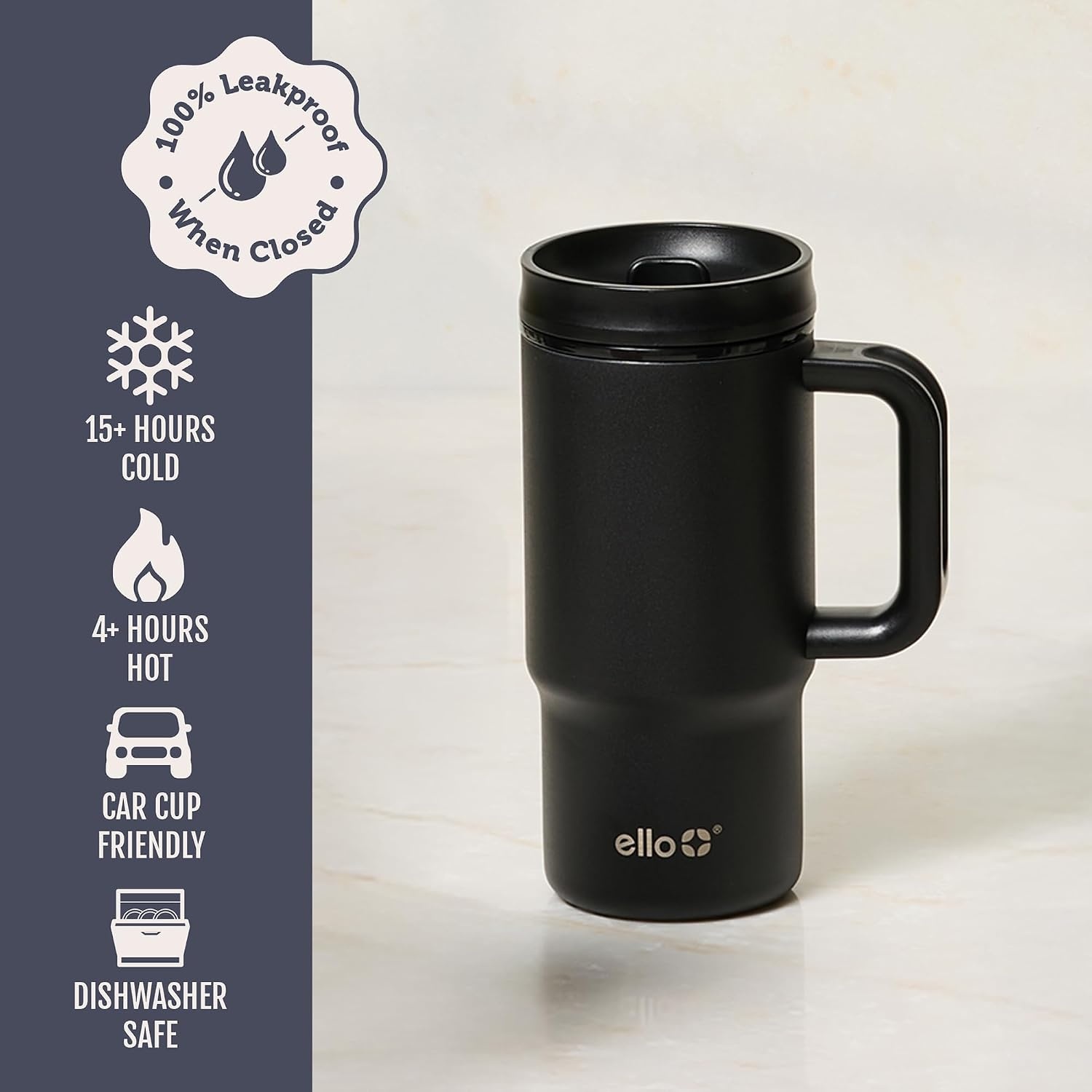 image:imageEllo Sutton 16oz Stainless Steel Travel Mug with Quick Fill Lid Serene Blooms PinkBlack