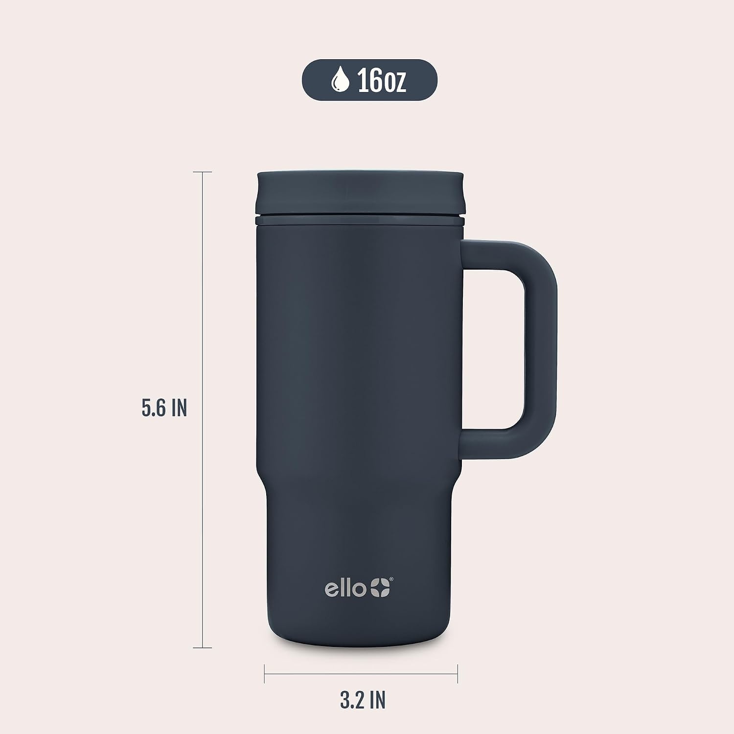 image:imageEllo Sutton 16oz Stainless Steel Travel Mug with Quick Fill Lid Serene Blooms PinkNavy Oxide