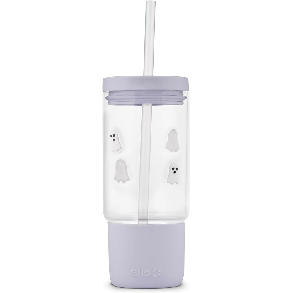 image:imageEllo Charmed 18oz Glass Tumbler with Lid and Glass Straw Candy CaneGhost Mode