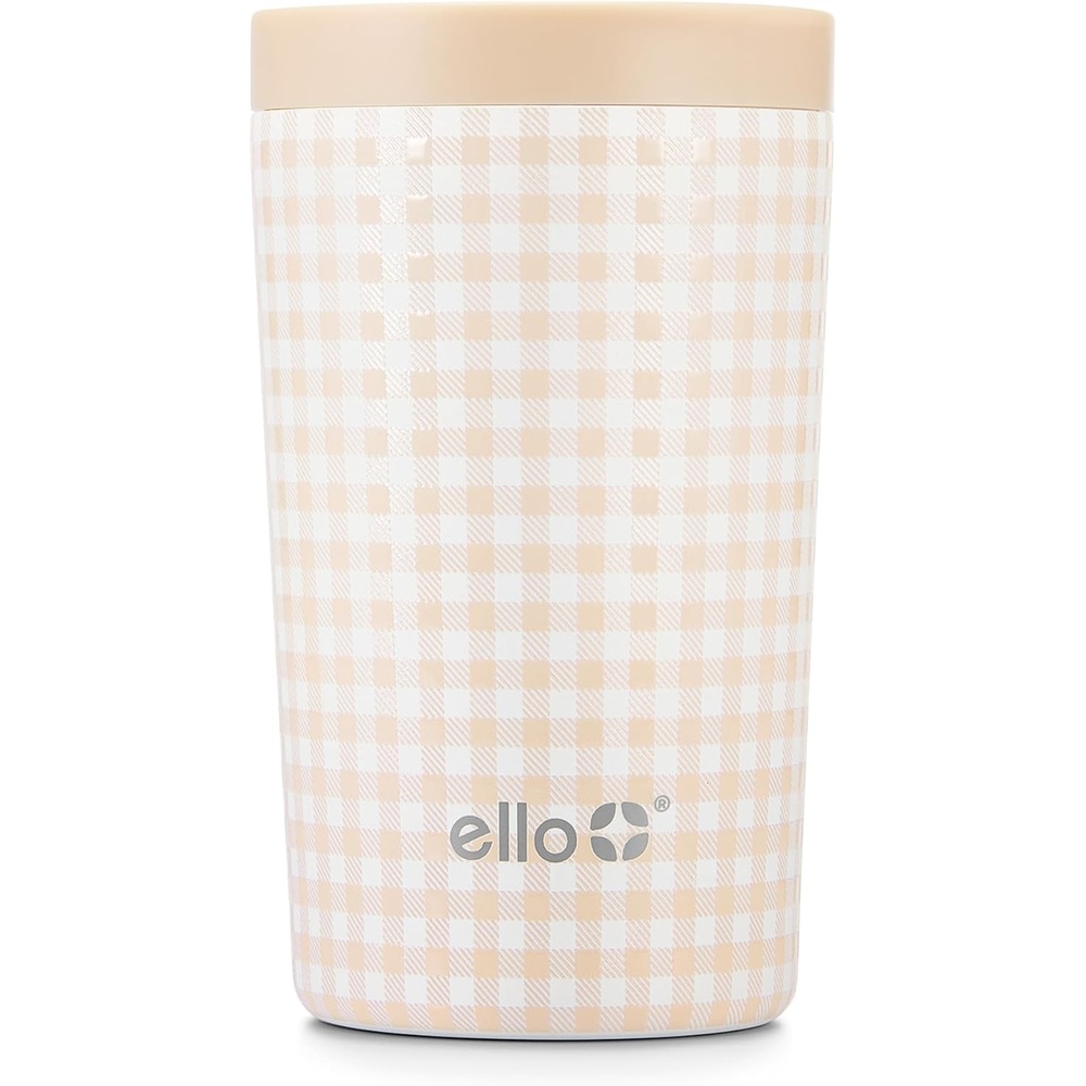 image:imageEllo Jones 11oz Vacuum Insulated Stainless Steel Travel Mug Tiny Dot BlushBeige Gingham