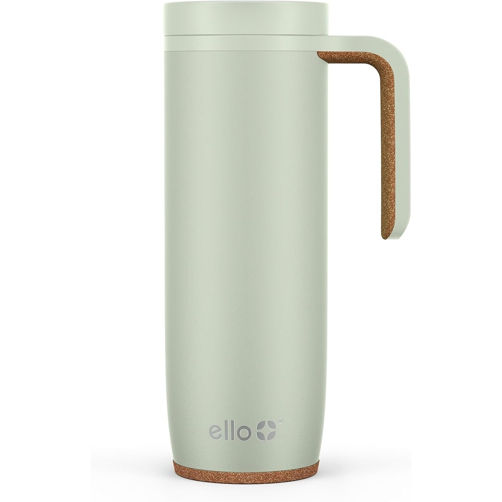 image:imageEllo Magnet 18oz Vacuum Insulated Stainless Steel Travel Mug with Side Handle and LeakProof Slider Lid and Builtin Coaster Keeps Hot for 5 Hours Perfect for Coffee or Tea BPAFree Porcelain RoseSage