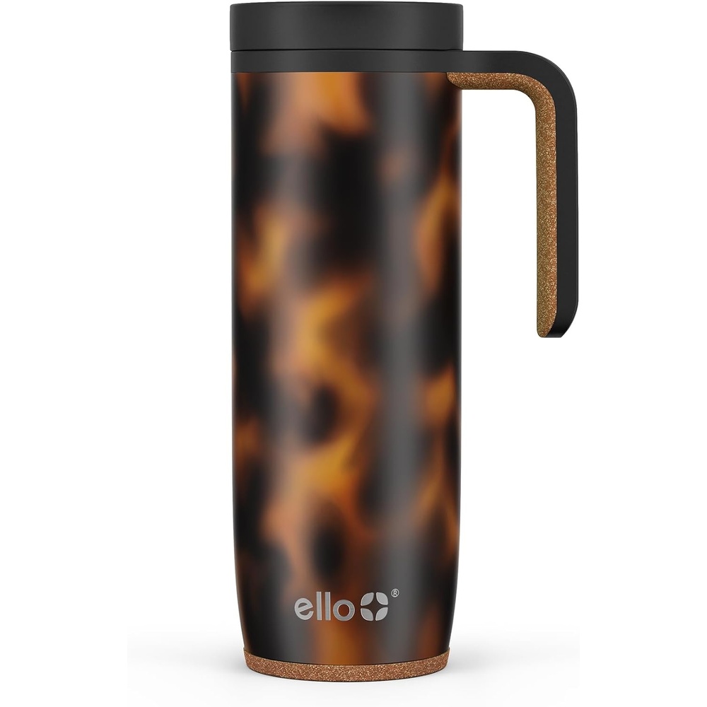 image:imageEllo Magnet 18oz Vacuum Insulated Stainless Steel Travel Mug with Side Handle and LeakProof Slider Lid and Builtin Coaster Keeps Hot for 5 Hours Perfect for Coffee or Tea BPAFree Porcelain RoseTortoise Shell Airwap
