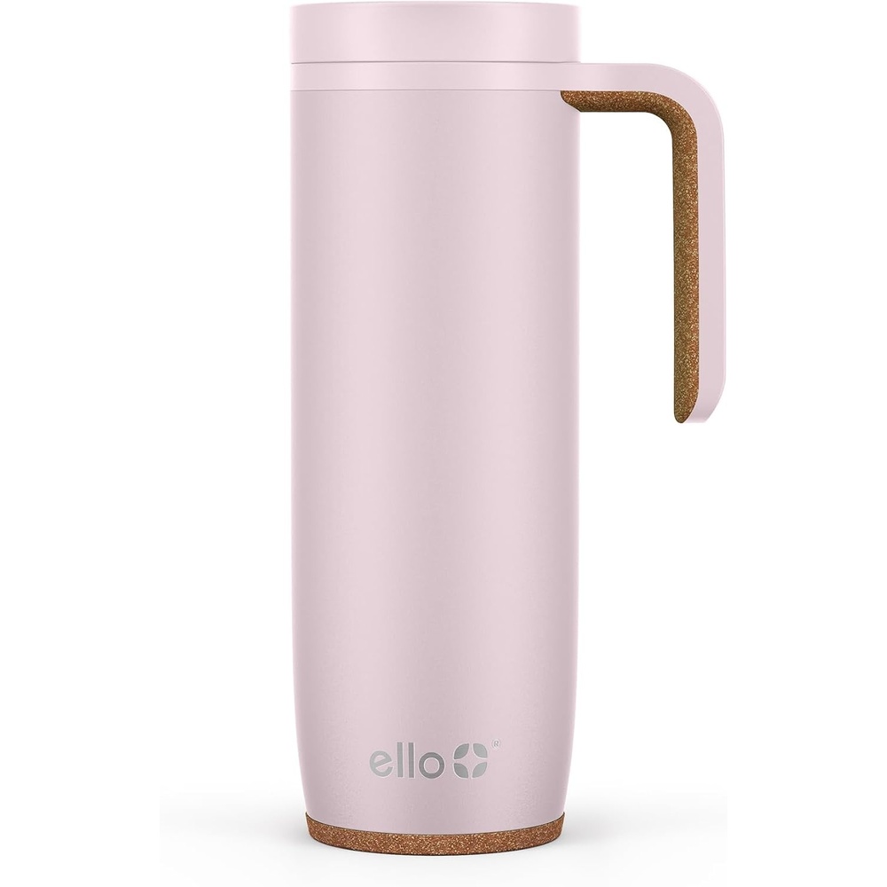 image:imageEllo Magnet 18oz Vacuum Insulated Stainless Steel Travel Mug with Side Handle and LeakProof Slider Lid and Builtin Coaster Keeps Hot for 5 Hours Perfect for Coffee or Tea BPAFree Porcelain RoseSonoma