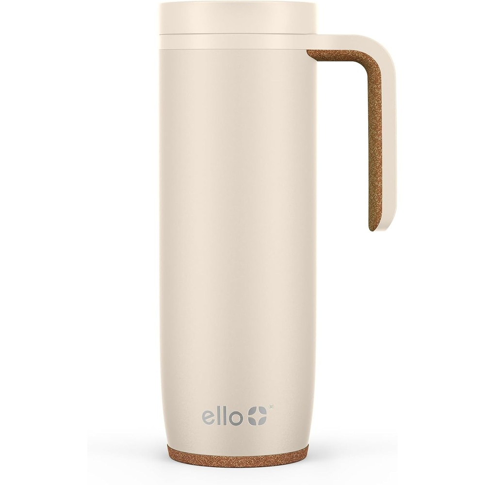 image:imageEllo Magnet 18oz Vacuum Insulated Stainless Steel Travel Mug with Side Handle and LeakProof Slider Lid and Builtin Coaster Keeps Hot for 5 Hours Perfect for Coffee or Tea BPAFree Porcelain RoseLimestone