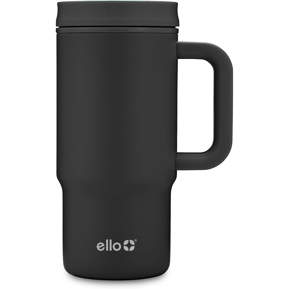 image:imageEllo Sutton 16oz Stainless Steel Travel Mug with Quick Fill Lid Serene Blooms PinkBlack