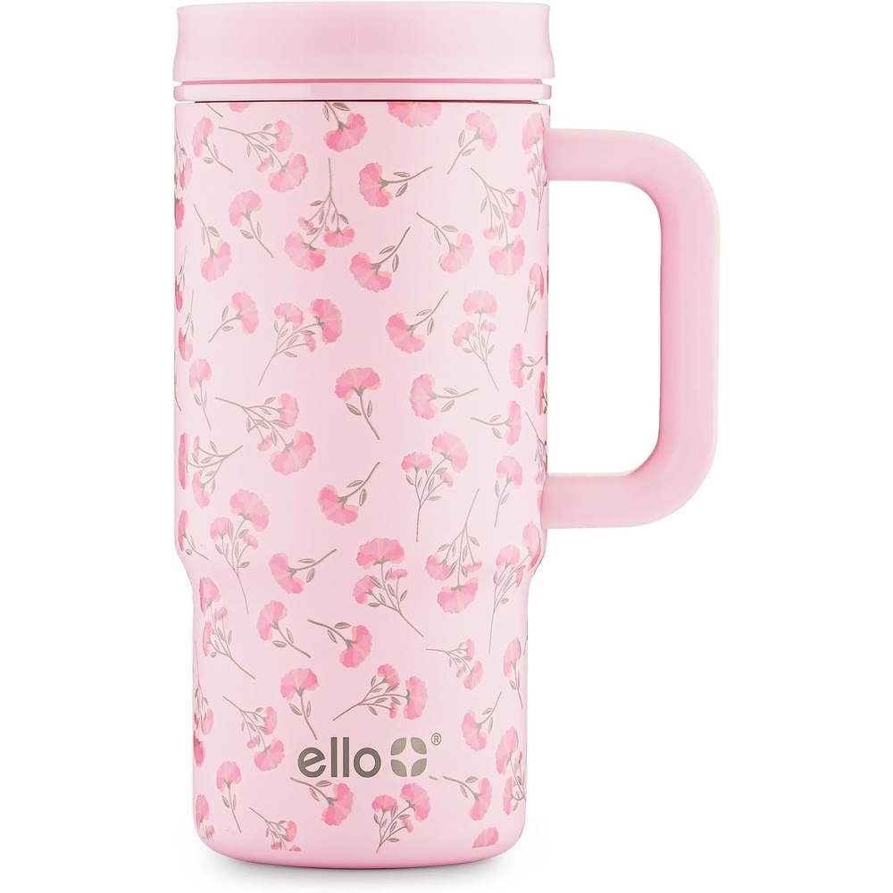 image:imageEllo Sutton 16oz Stainless Steel Travel Mug with Quick Fill Lid Serene Blooms PinkSerene Blooms Pink