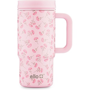 Ello Sutton™ 16oz Stainless Steel Travel Mug with Quick Fill® Lid, Serene Blooms Pink(Serene Blooms Pink)